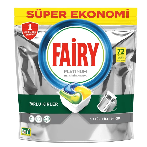 قرص ماشین ظرفشویی فیری مدل پلاتینیوم (Platinum) بسته ۷۲ عددی